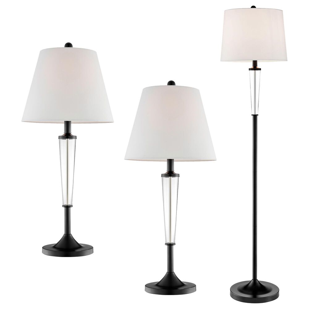 Lite Source Freida Table Lamp and Floor Lamp Set in Black (Set of 3), , large
