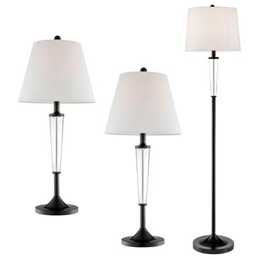 Lite Source Freida Table Lamp and Floor Lamp Set in Black (Set of 3), , large