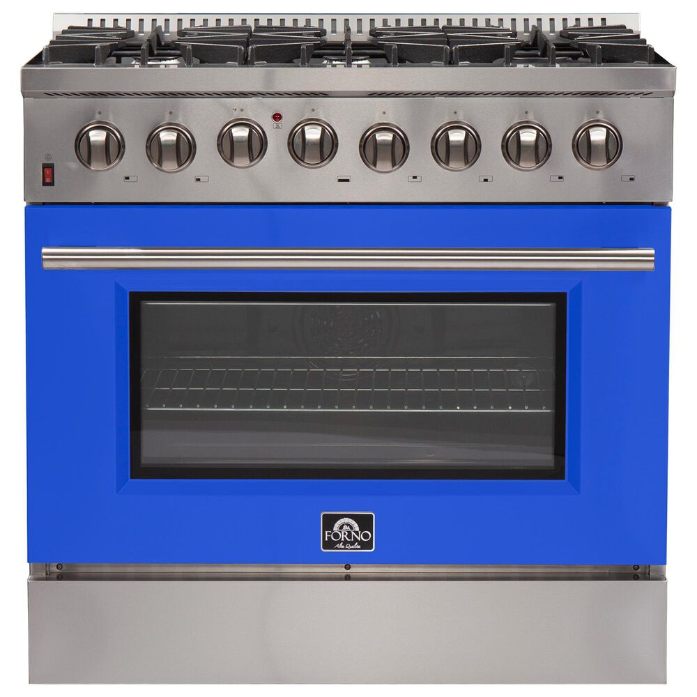 Forno Galiano 36" Freestanding Dual Fuel Range in Blue and Stainless Steel, , large