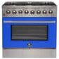 Forno Galiano 36" Freestanding Dual Fuel Range in Blue and Stainless Steel, , large