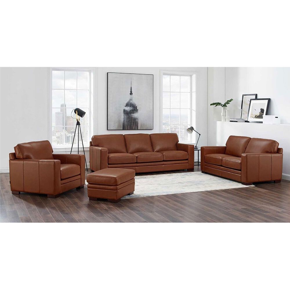 Amax Leather Chatsworth Stationary Loveseat in Nutmeg, , large