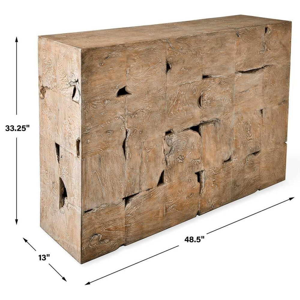 Uttermost Teak Tac Toe Console Table in Light, , large