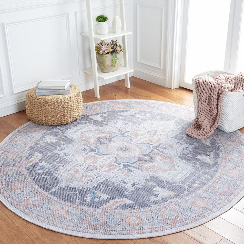 Safavieh Serapi 6&#39;7&quot; Round Charcoal and Ivory Area Rug, , large