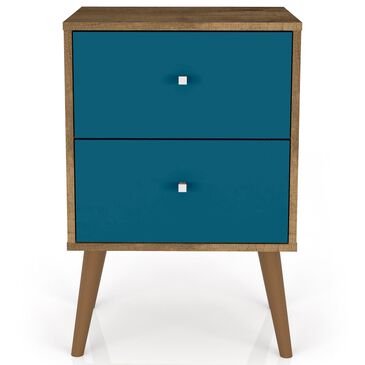 Dayton Liberty 2 Drawer Nightstand in Rustic Brown and Aqua Blue, , large