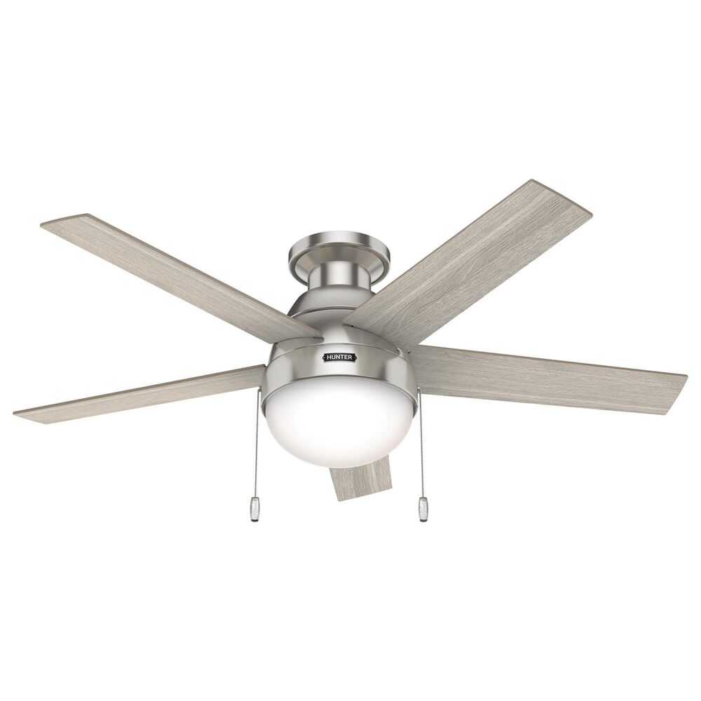 Hunter Anslee Low Profile 46" Ceiling Fan with LED Lights in Brushed Nickel, , large