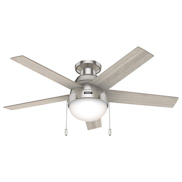 Hunter Anslee Low Profile 46" Ceiling Fan with LED Lights in Brushed Nickel, , large