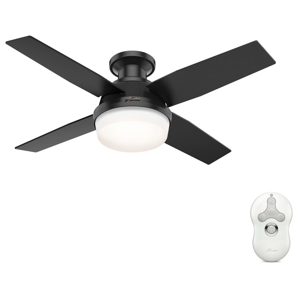 Hunter Dempsey Low Profile 44" Ceiling Fan with LED Lights in Matte Black, , large