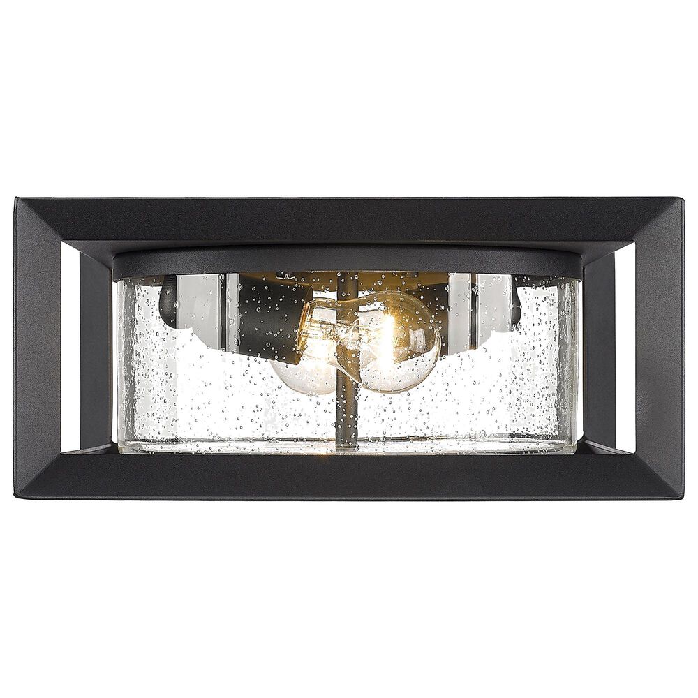 Golden Lighting Smyth 2-Light Outdoor Flush Mount with Seeded Glass Shade in Natural Black, , large