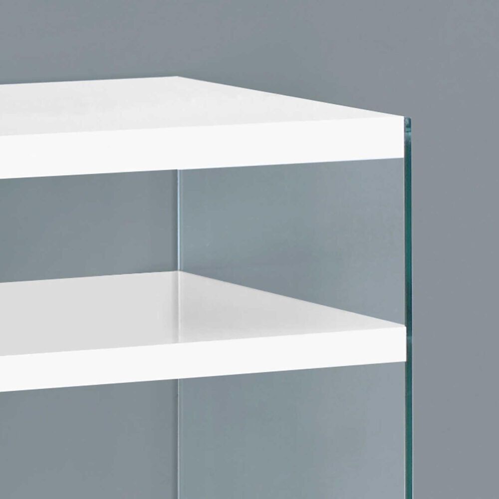 Monarch Specialties 60&quot; TV Stand with Tempered Glass in Glossy White, , large