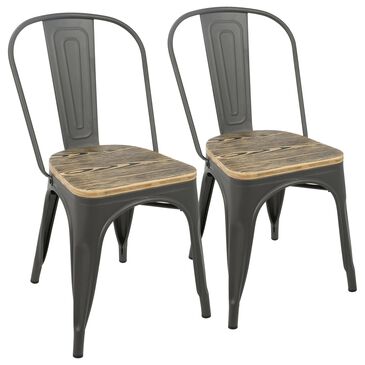 Lumisource Oregon Stackable Dining Chair in Brown/Grey (Set of 2), , large
