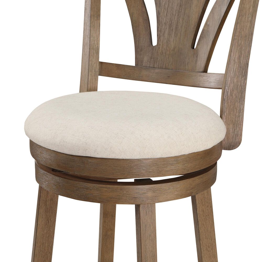 Office Star Products Miller Swivel Counter Stool with Linen Cushion Seat in Medium Oak, , large