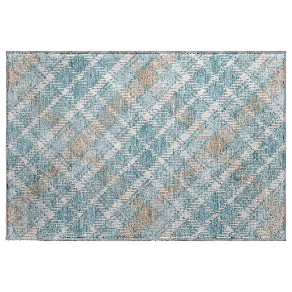 Dalyn Rug Company Soft Essentials Plaid Teal 2"6" x 3"10" Indoor/Outdoor Area Rug, , large