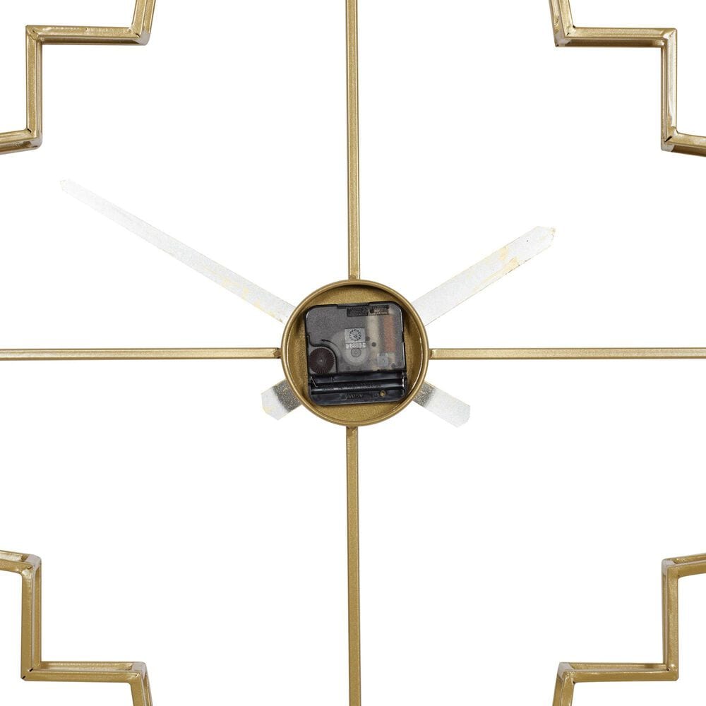 Maple and Jade Open Frame Quatrefoil Decorative Wall Clock in Satin Gold, , large