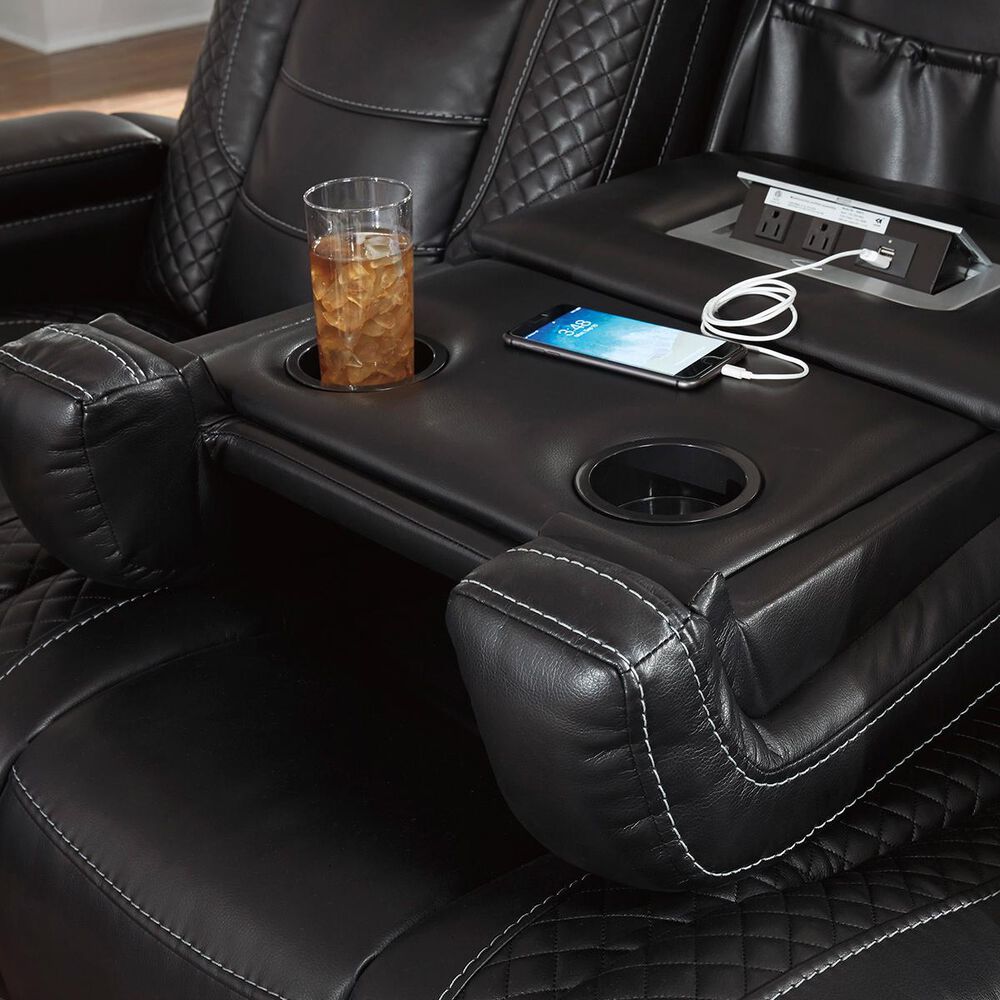 Signature Design by Ashley Party Time Power Reclining Sofa with Power Headrest in Midnight, , large