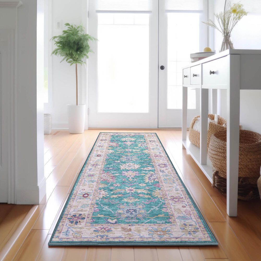 Dalyn Rug Company Hatay HY7 2&#39;3&quot; x 7&#39;6&quot; Teal Runner, , large