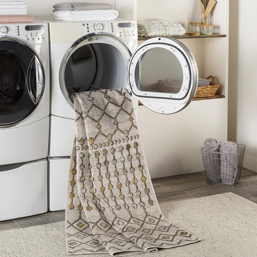 Surya Lavadora 2&#39;7&quot; x 7&#39;3&quot; Sage, Mustard, Black, Gray and Light Beige Runner, , large