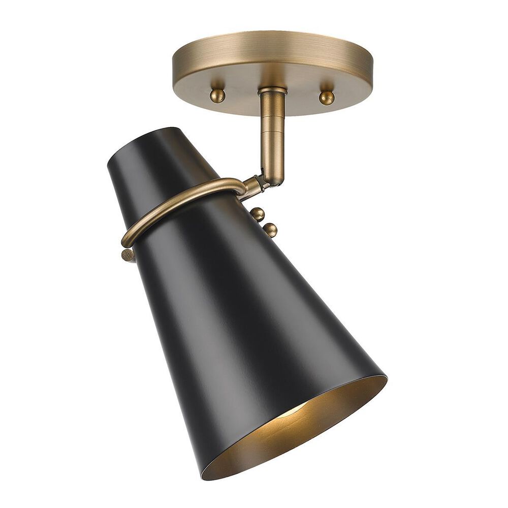 Golden Lighting Reeva 7&quot; Wall Sconce with Matte Black Shade in Modern Brass, , large