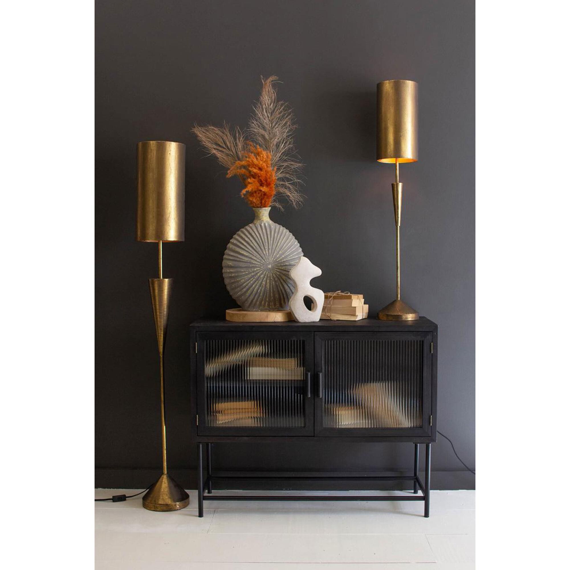 Kalalou Table Lamp with Metal Barrel Shade in Antique Gold
