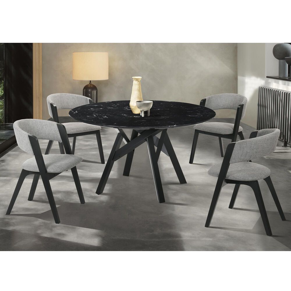 Blue River Venus and Rowan 5-Piece Dining Set with Gray Cushion in Black, , large