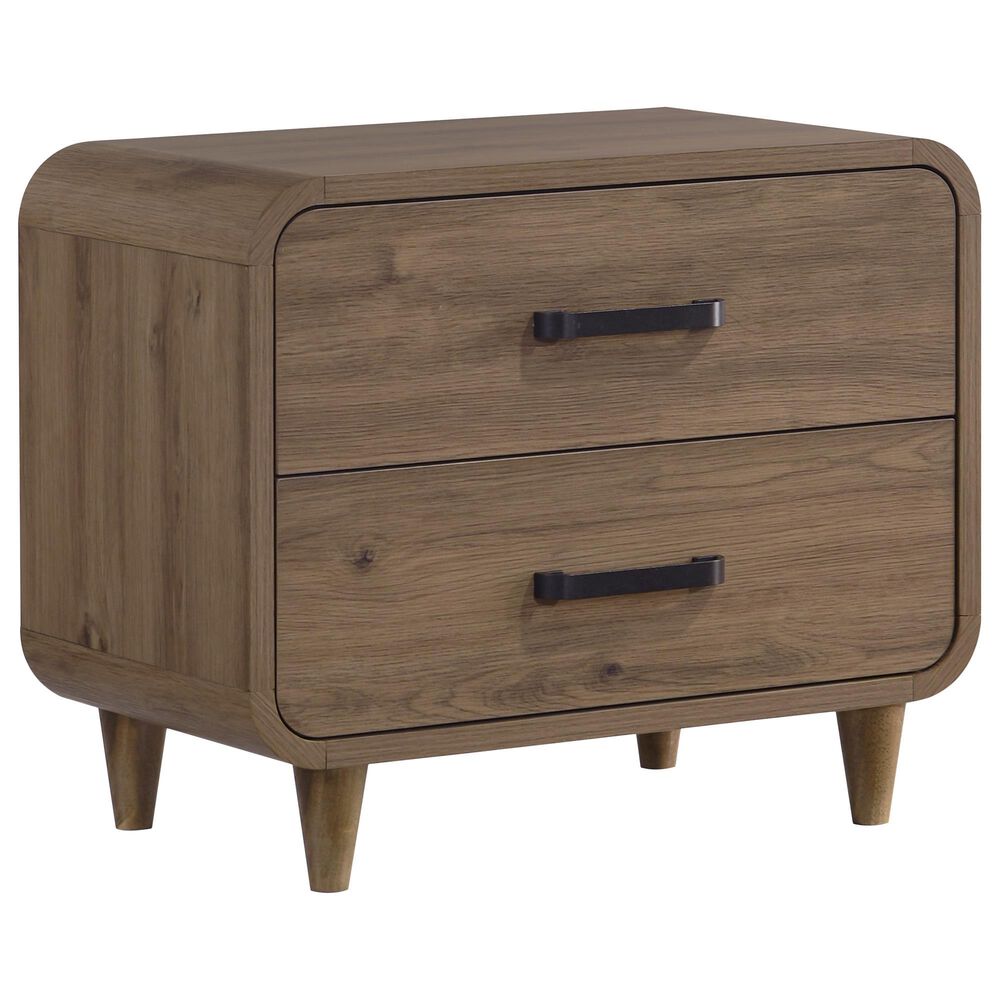 Crown Mark Nyomi 2 Drawer Nightstand in Light Brown, , large