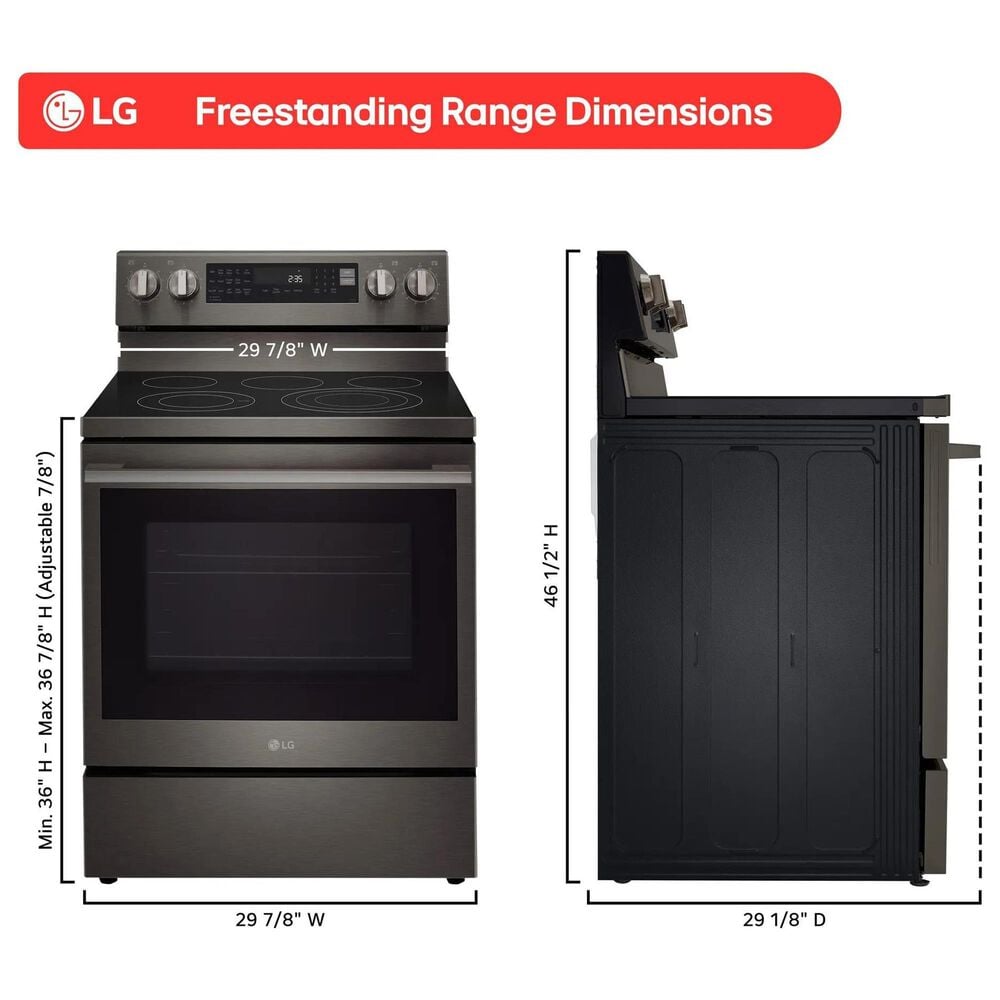 LG 2-Piece Kitchen Package with 6.3 Cu. Ft. Smart Freestanding Electric Range and 2.1 Cu. Ft. Smart Over-the-Range Microwave in Black Stainless Steel, , large