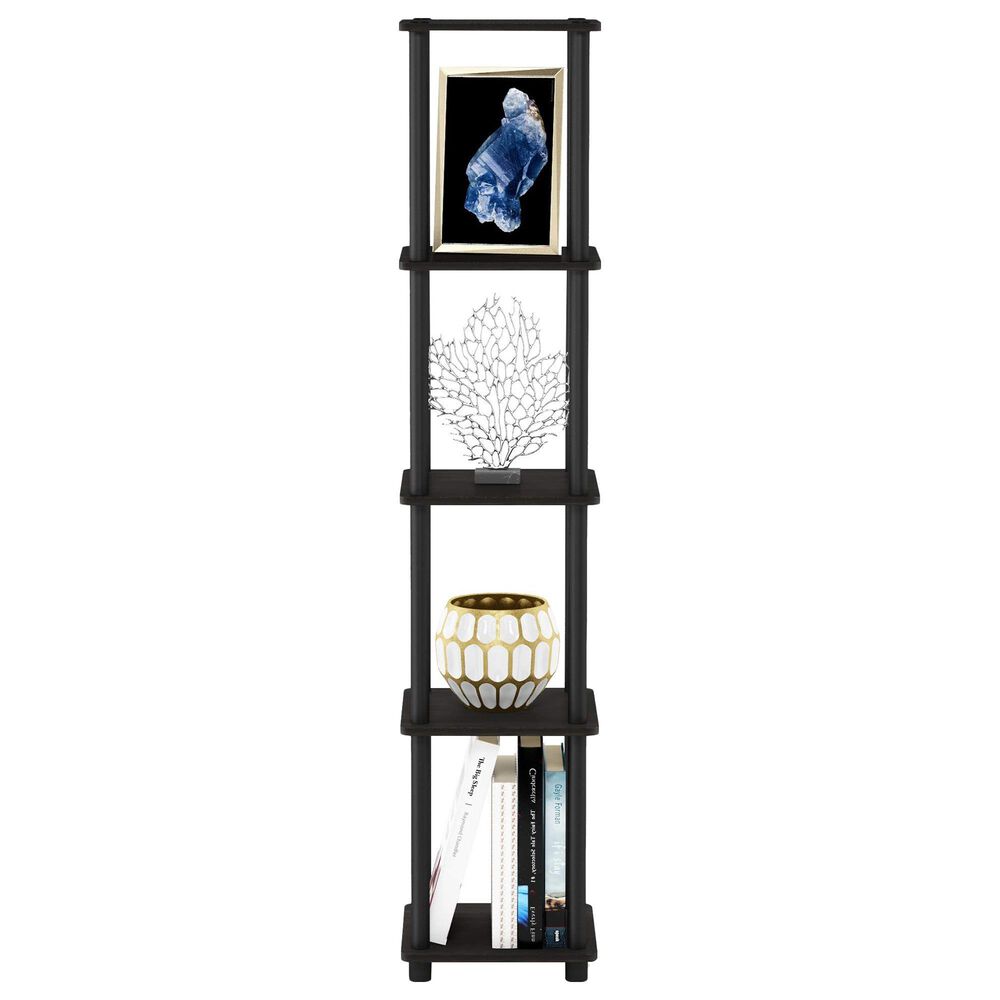 HOMLUX Turn-N-Tube 5-Tier Corner Square Display Bookshelf in Espresso and Black, , large