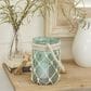 Maple and Jade 5" x 16" Indoor/Outdoor Candle Lantern with Rope Handle in Frosted Blue and Cream, , large