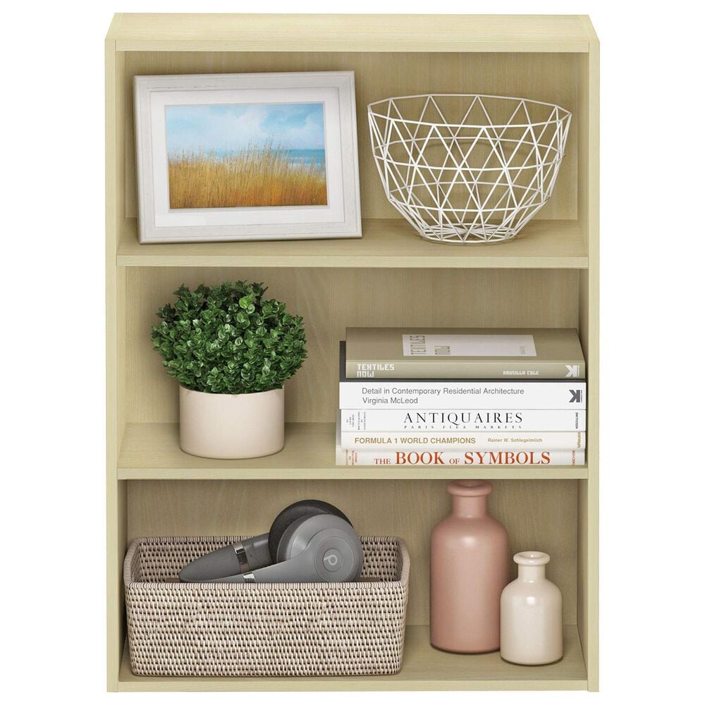 HOMLUX 3-Tier Open Shelf Bookcase in Steam Beech, , large