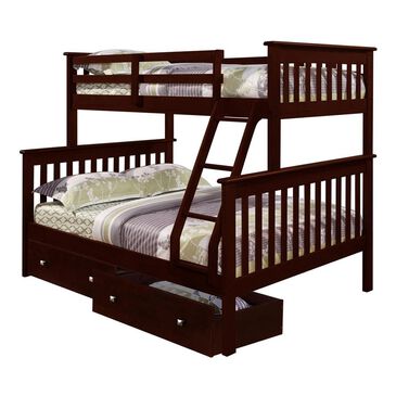 Forest Grove Twin over Full Mission Bunk Bed with Drawers in Dark Cappuccino, , large