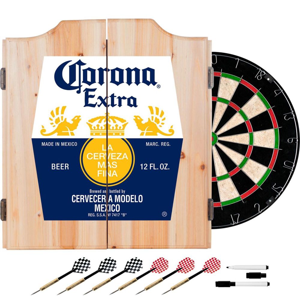 Timberlake Corona Dart Board Set with Cabinet in Pine 45813664, , large