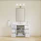 37B Claudine 48" Single Bathroom Vanity in Bright White with Glossy White Composite Stone Top and Backsplash, , large