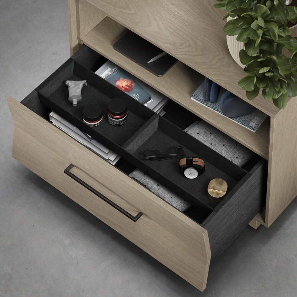 BDI Kava 28&quot; 1-Drawer Nightstand in Washed Oak with Outlets and USB Ports, , large