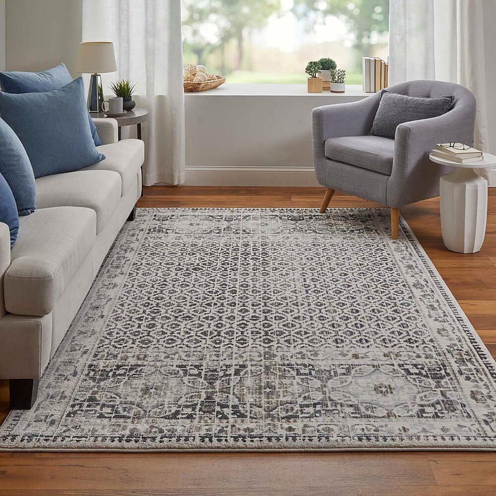 Feizy Kano 5&#39;3&quot; x 7&#39;6&quot; Gray and Ivory Area Rug, , large