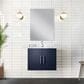 Lexora Home Geneva 24" Single Bathroom Vanity in Navy Blue with 2 cm White Carrara Marble Top and Rectangular Sink, , large
