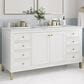 James Martin Vanities Chicago 60" Double Bathroom Vanity in Glossy White with 3 cm Ethereal Noctis Quartz Top and Rectangular Sinks, , large