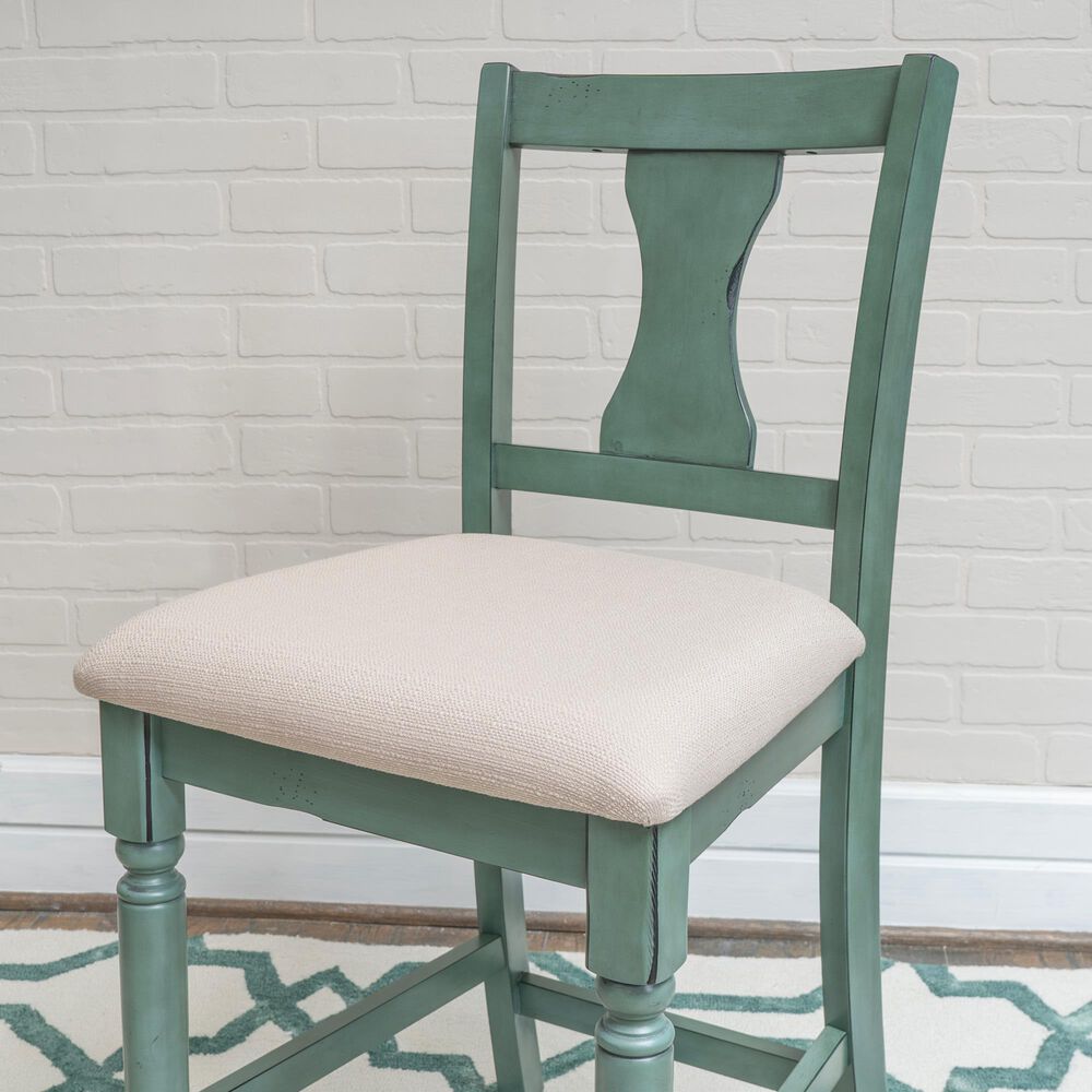 Linon Home Decor Willow Counter Stool with Cream Cushion in Teal, , large