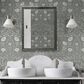 NextWall Stenciled Floral 216" x 20.5" Peel and Stick Wallpaper in Alloy Grey, , large