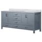 Lexora Home Jacques 72" Double Bathroom Vanity in Dark Grey with 2 cm White Carrara Marble Top and Rectangular Sinks, , large