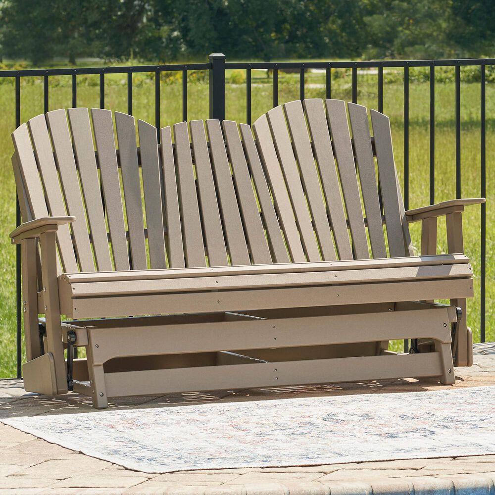 Ashley Hyland Wave Patio Glider Loveseat in Driftwood, , large