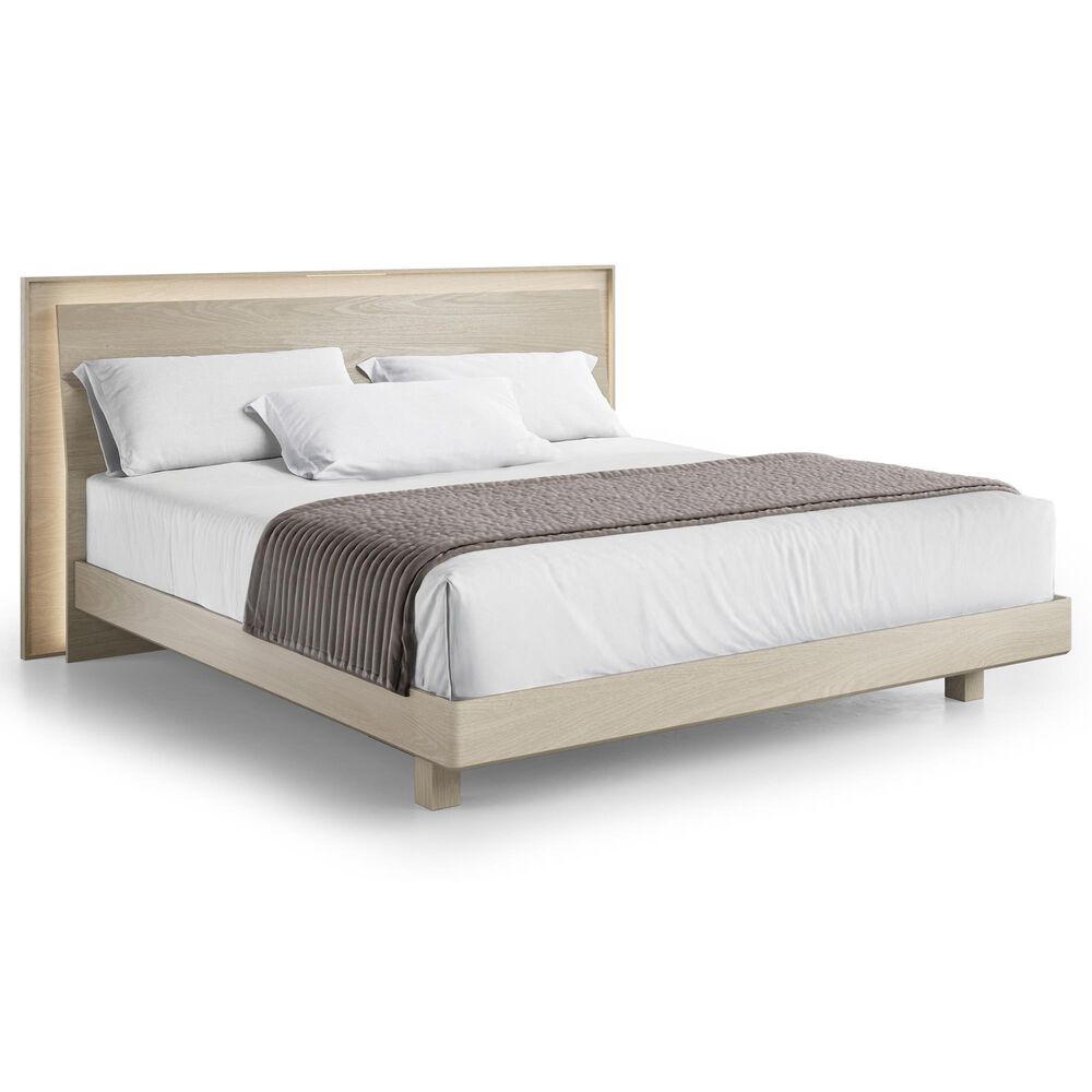 BDI Kava King Platform Bed in Washed Oak with Lighting and USB Ports, , large