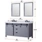 Lexora Home Marsyas 60" Double Bathroom Vanity in Dark Grey with White Carrara Marble Top and Rectangular Sinks, , large
