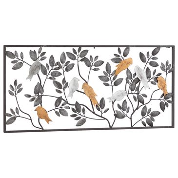 Maple and Jade 18" x 37" Birds Wall Decor in Charcoal, Silver and Gold, , large