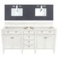 James Martin Vanities Brittany 72" Double Bathroom Vanity in Bright White with 3 cm Charcoal Soapstone Quartz Top and Rectangle Sinks, , large