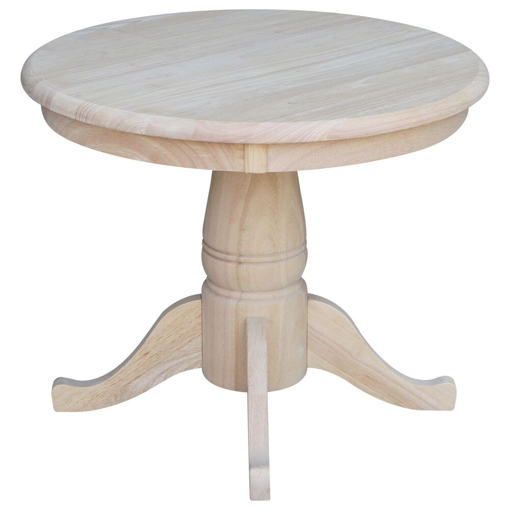 International Concepts Pedestal End Table in Unfinished Wood, , large