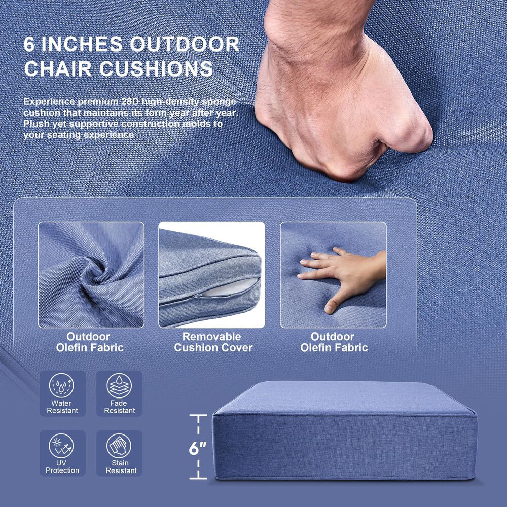 Sunwell Garden Patio Swivel Glider Chair with Brown Wicker in Navy (Set of 2), , large