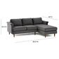 Tov Furniture Porter 2-Piece Stationary Right Facing Sectional with Chaise in Grey Velvet, , large