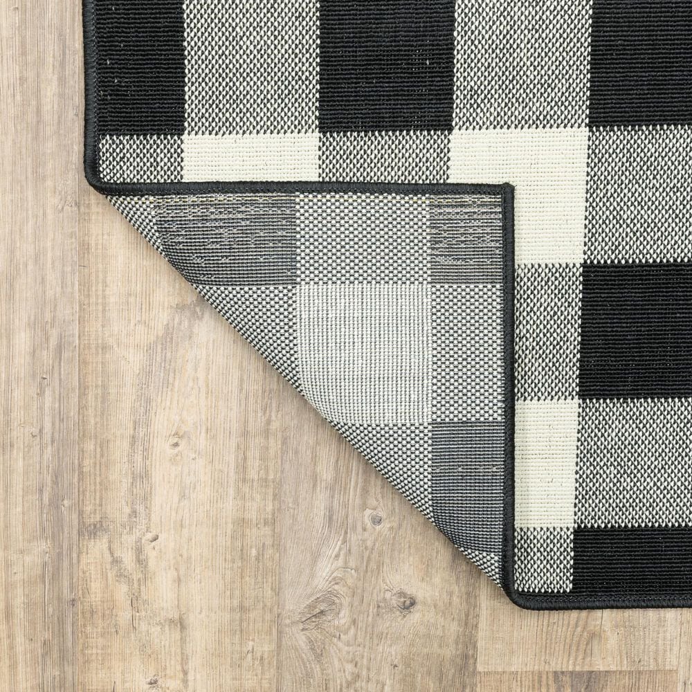 Oriental Weavers Marina Black and Ivory 7&#39;10&quot; x 10&#39;10&quot; Indoor/Outdoor Area Rug, , large
