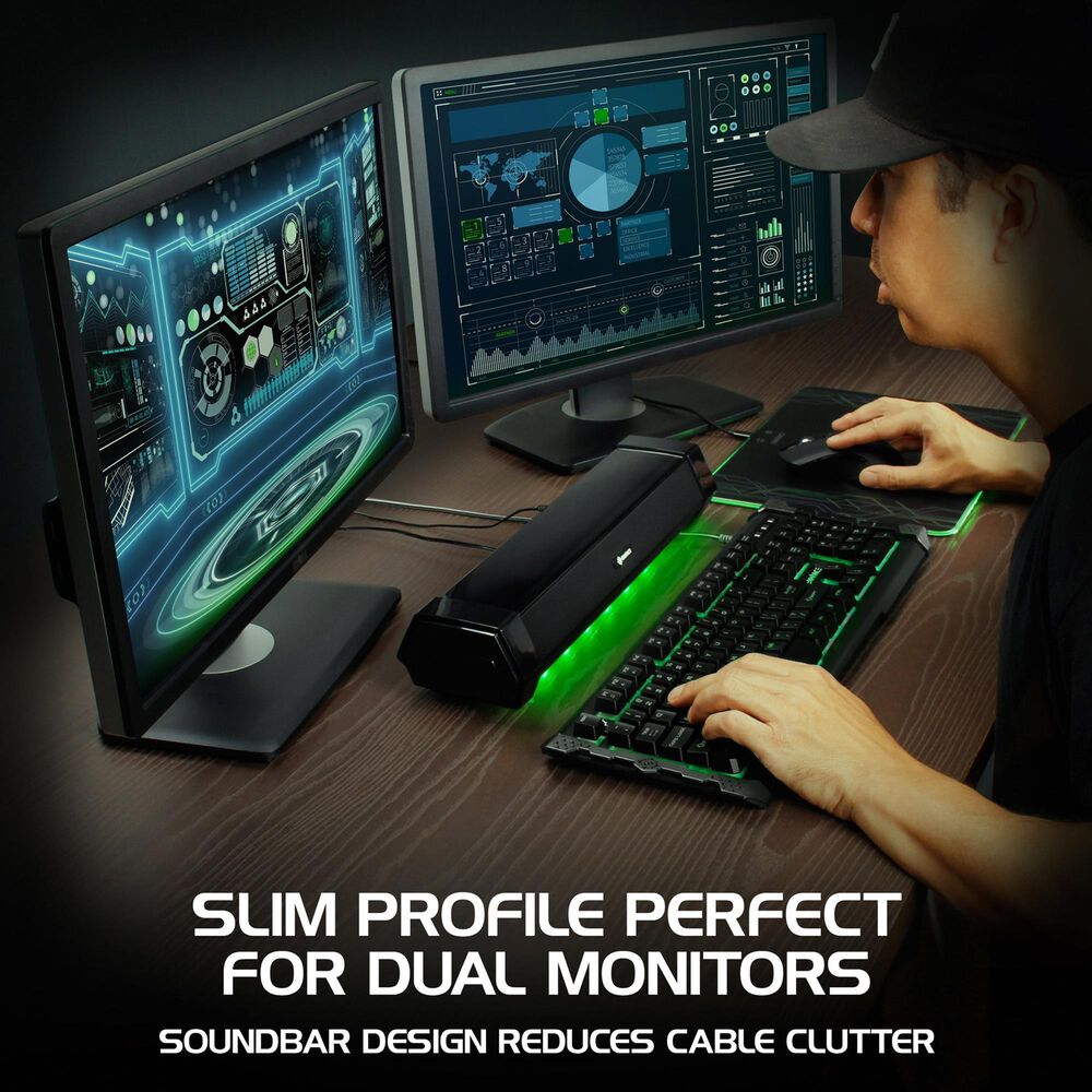 Enhance Attack Gaming Speaker Soundbar in Black, , large