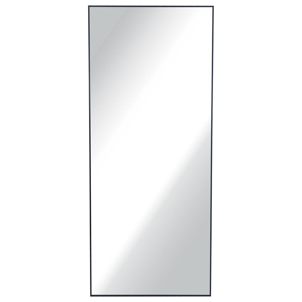 Garber Collection 60" Metal Modern Wall Mirror in Black, , large