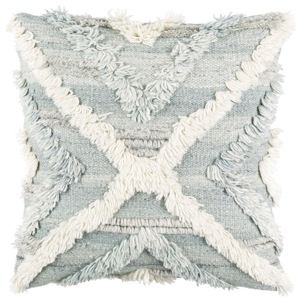 Surya Baracoa 20" x 20" Down Pillow in Beige, Pale Blue, Light Gray and Cream, , large